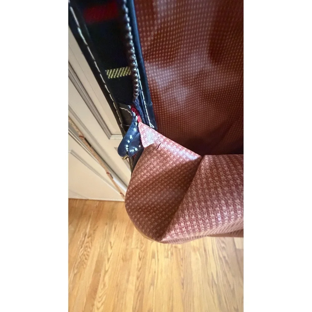 Vintage Hanging Garment Bag Red Tartan Plaid Travel Suit Carrier Luggage